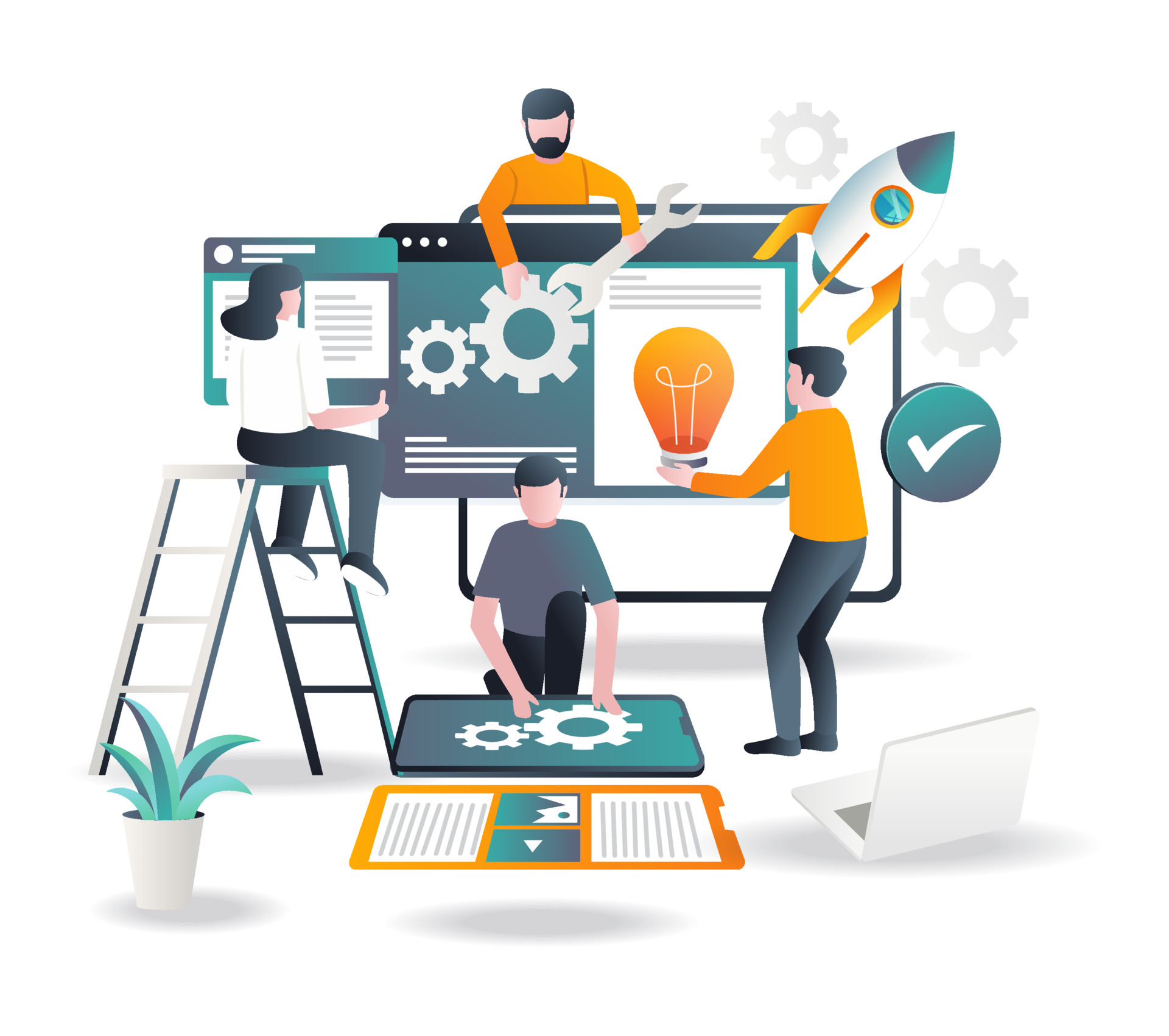 people working on computer